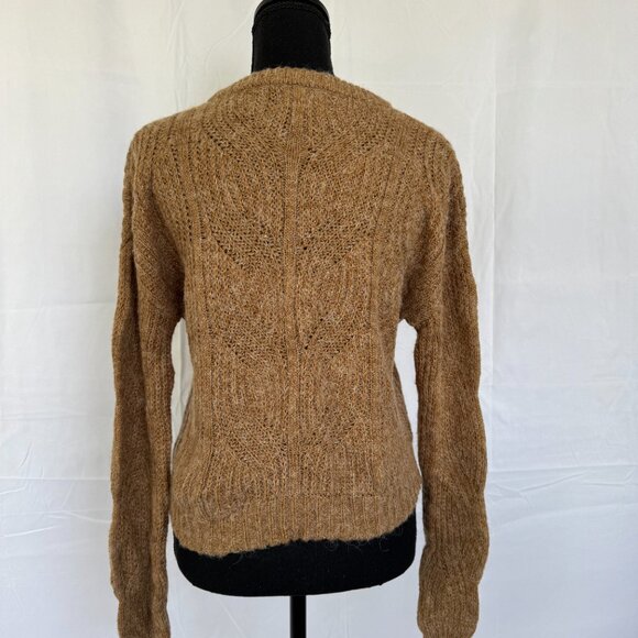 Caitlin M Covington Pink Lily Sweater Wheat Colored Cable Sweater Size S - 0298 - Picture 3 of 4